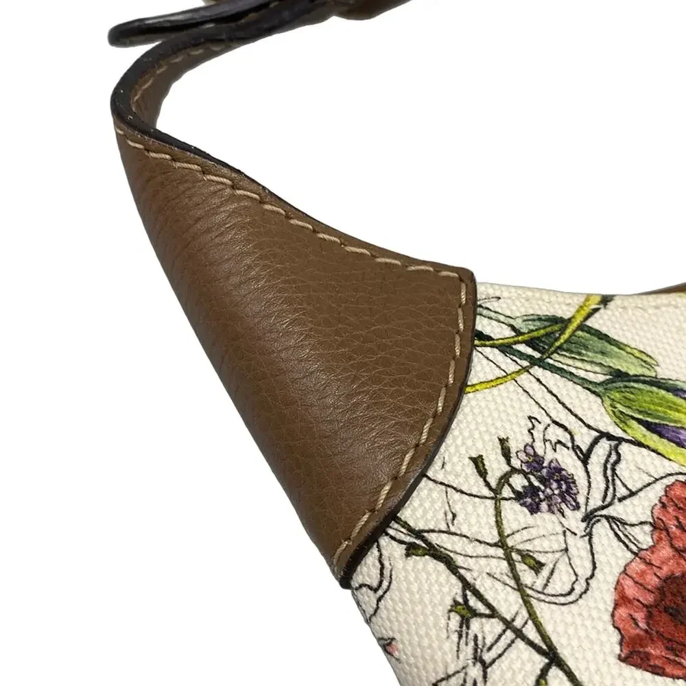 Gucci Flora/New Jackie Shoulder Bag 277520 White Dark Brown Multi Canvas Leather